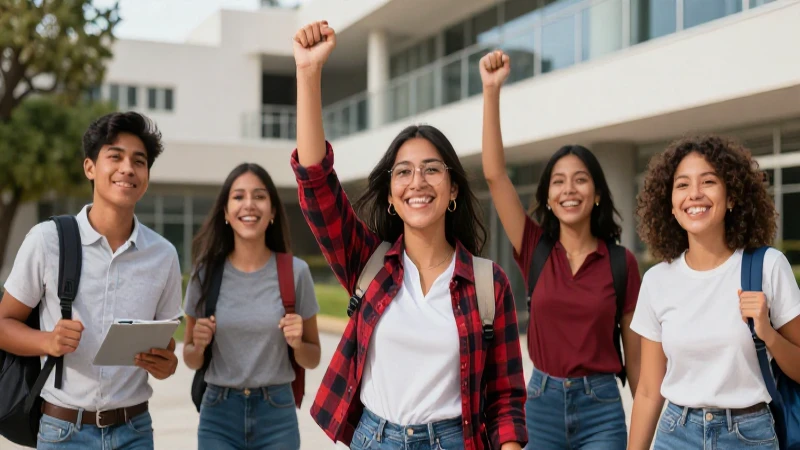 Estudiante mexicano alegre celebra éxito académico universitario