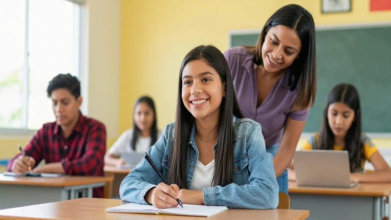 Estudiante mexicano sonríe en moderno campus educativo