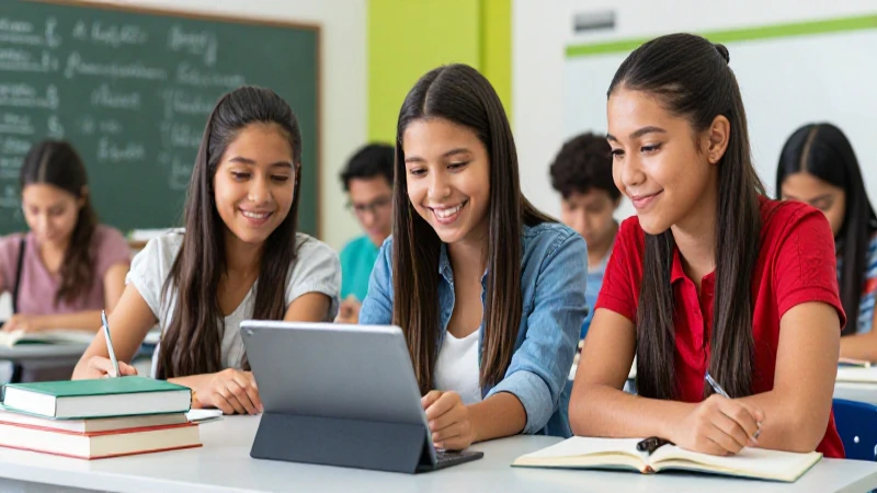 Estudiante mexicano sonríe en aula moderna y luminosa