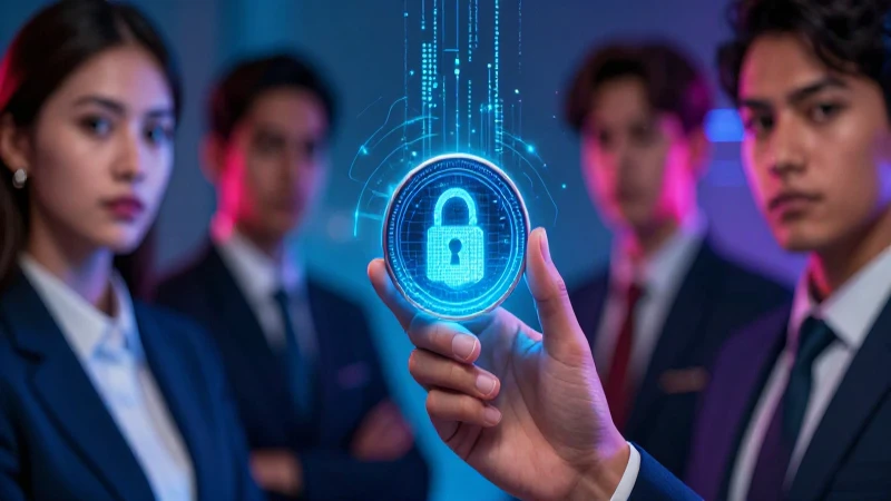 Profesional mexicano con token de seguridad brillante