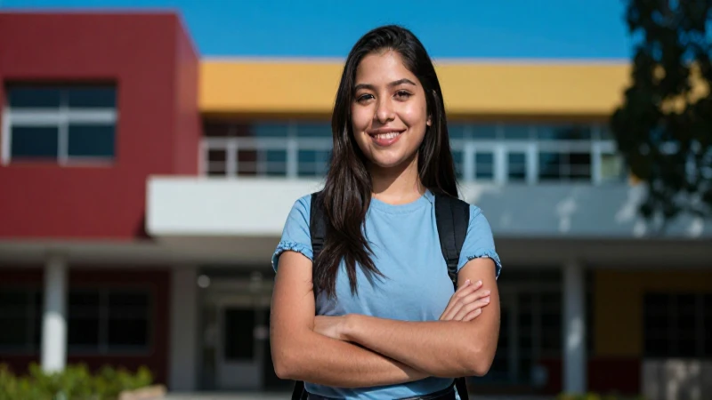 Foto dramática de estudiante en campus moderno