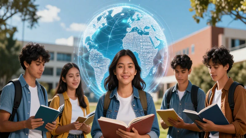 Fotografía vibrante de estudiante con conexión global