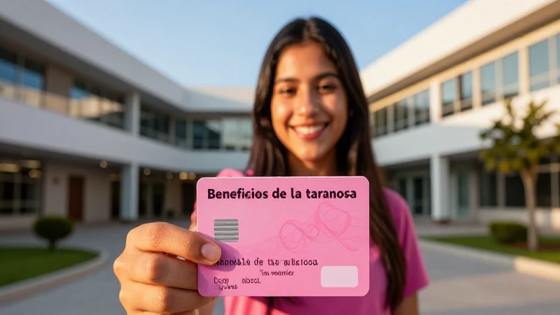 Estudiante sonriente solicita beneficios sociales