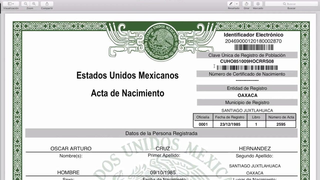 Trámite de acta de nacimiento en Registro Civil de Mezquital: requisitos y pasos
