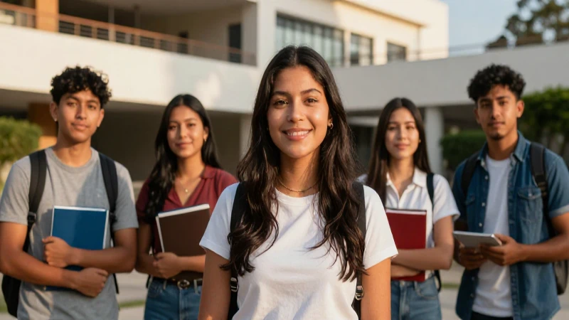 Estudiantes mexicanos exitosos en una universidad moderna