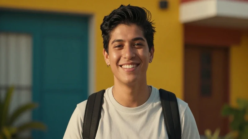 Joven mexicano esperanzado en ambiente vibrante y moderno