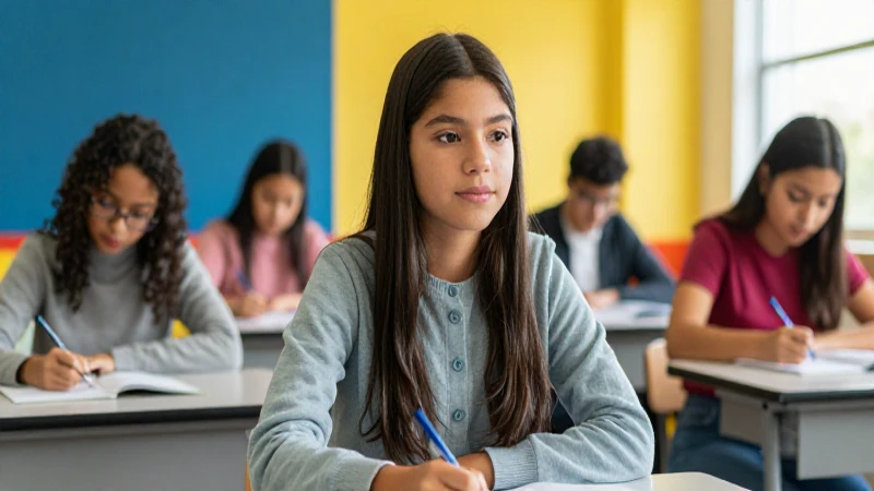 Estudiante mexicano brillante en aula moderna