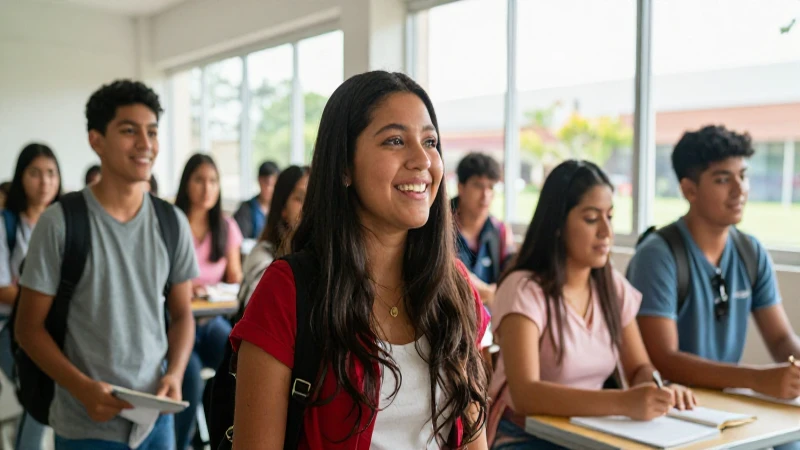 Estudiantes mexicanos alegres en campus universitario moderno