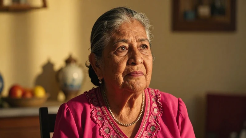 Mujer mexicana mayor, hogar dorado y cinematográfico