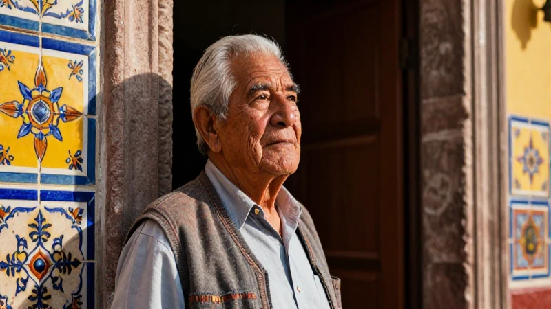 Retrato de anciano mexicano con luz cálida