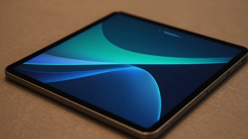 Pantalla digital minimalista con datos abstractos vibrantes