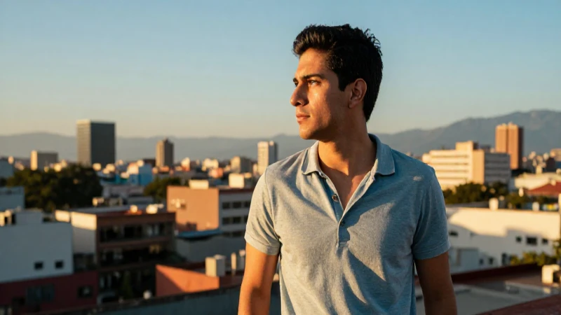 Joven mexicano sonríe con confianza al horizonte