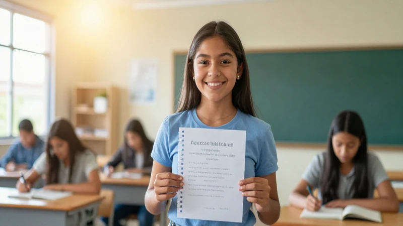 Estudiante mexicano feliz celebra su éxito académico