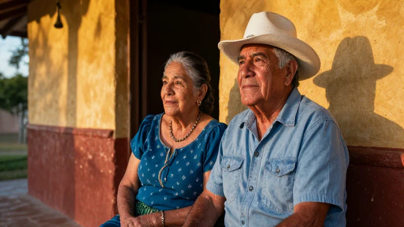 Pareja mexicana feliz en cálido atardecer