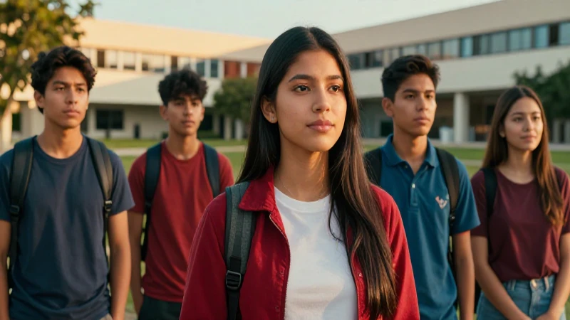 Estudiantes mexicanos con estilo cinematográfico vibrante