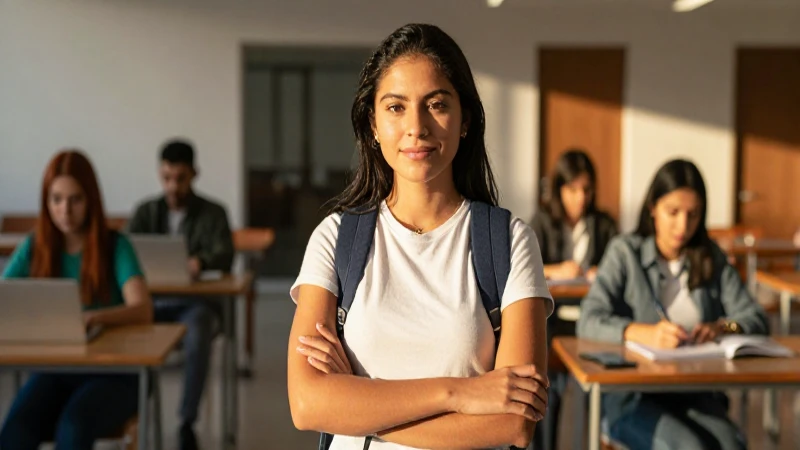 Joven mexicana estudia con luz dorada