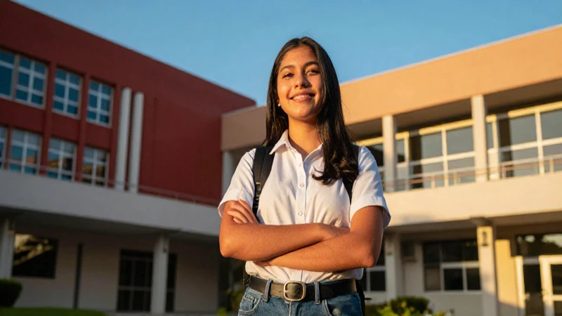 Joven mexicano confiado en campus moderno