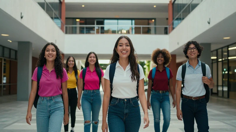 Estudiante mexicano sonriente en campus moderno