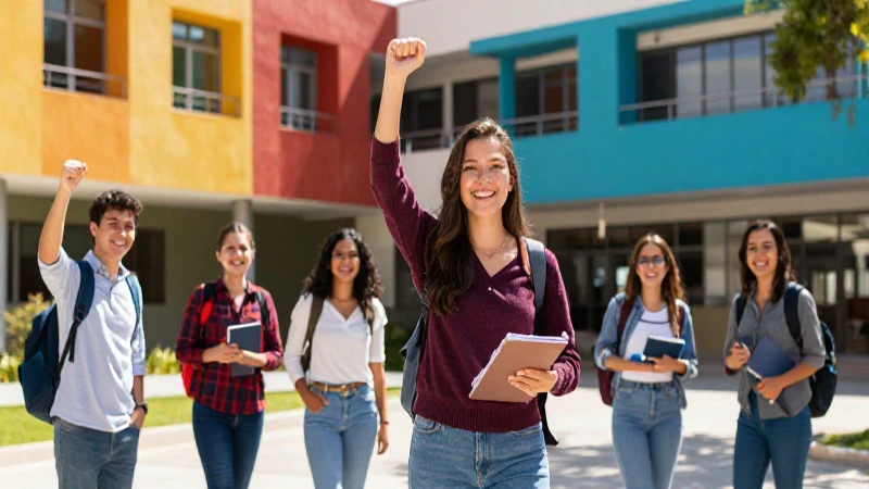 Campus vibrante celebrando la oportunidad educativa
