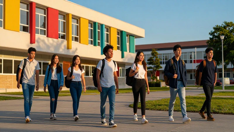 Estudiantes mexicanos en campus con luz dorada profesional