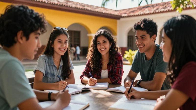 Estudiantes universitarios sonriendo en Mérida