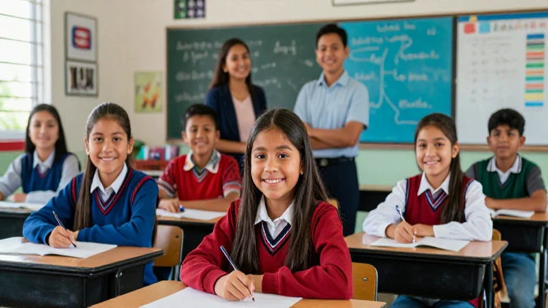 Estudiantes mexicanos felices en clase