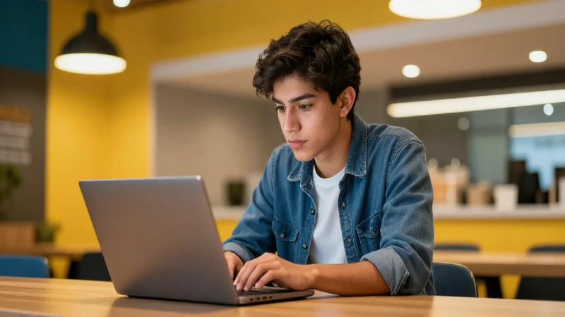 Estudiante mexicano en ambiente moderno y vibrante