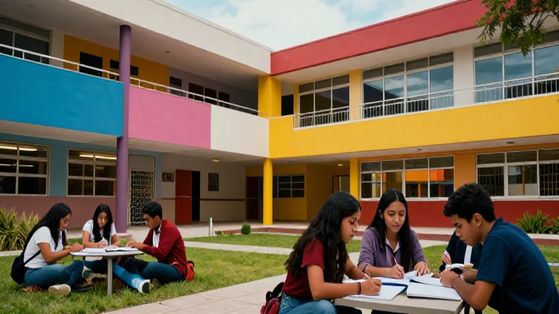 Estudiantes mexicanos estudian en campus moderno