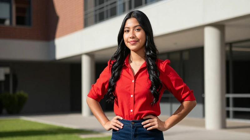 Estudiante mexicano en campus con estilo impactante