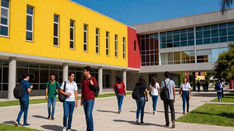 Mexicanos universitarios en campus moderno