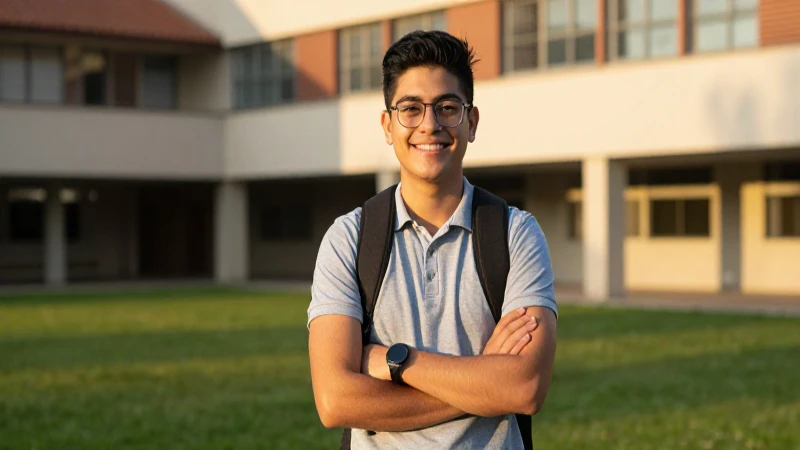 Estudiante mexicano moderno y sonriente