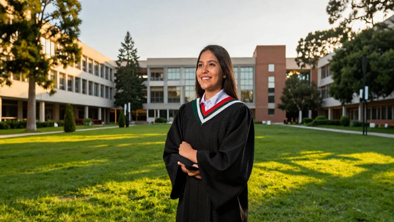 Estudiante universitario exitoso en campus mexicano