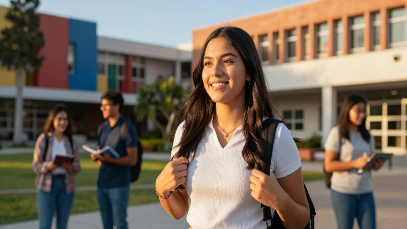 Estudiante mexicano sonriente en campus universitario
