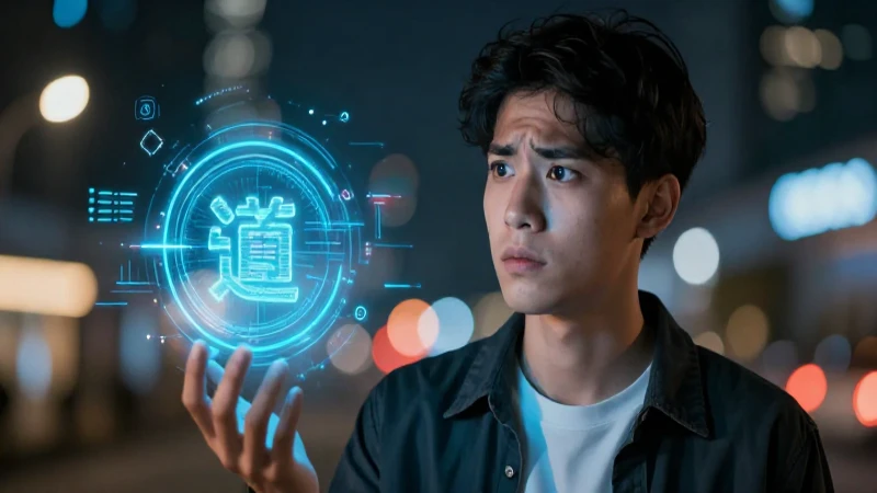 Joven confundido con error digital en ciudad