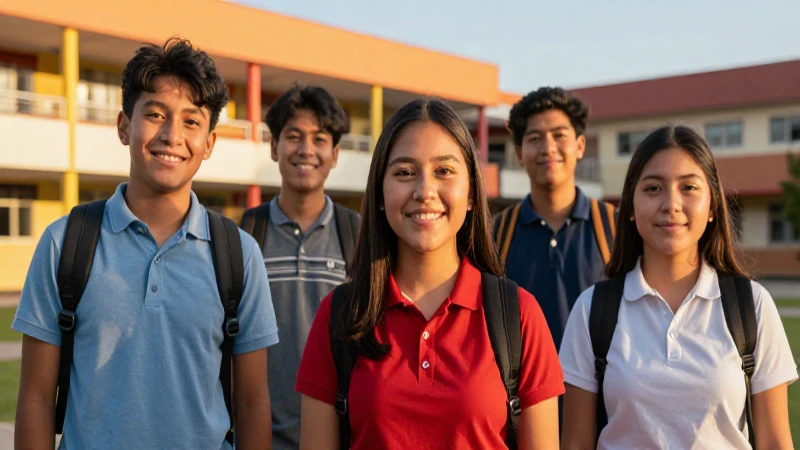 Estudiantes mexicanos felices en campus vibrante