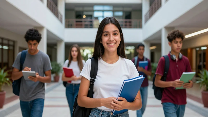 Estudiante mexicano en campus universitario dinámico