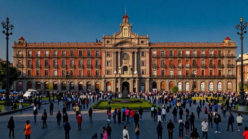 Plaza vibrante de México con multitud impactante