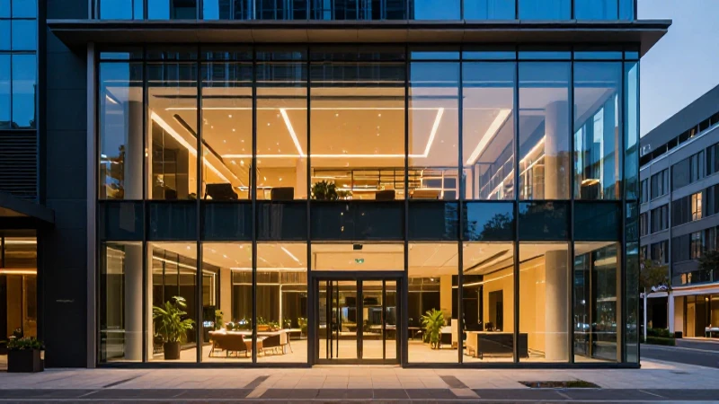 Arquitectura bancaria moderna, elegante y profesional