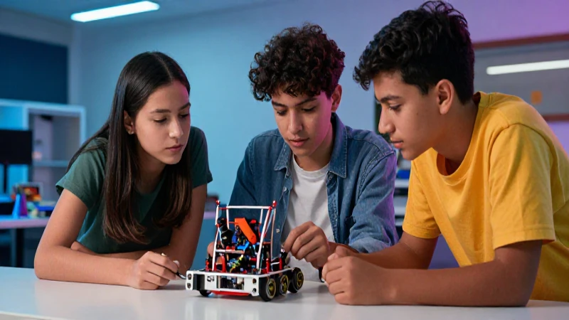 Estudiantes mexicanos construyen robots en taller moderno