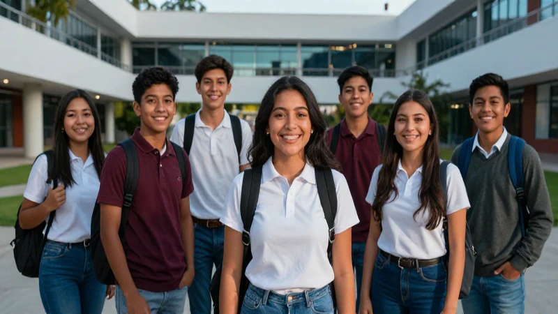 Estudiantes mexicanos felices en el campus