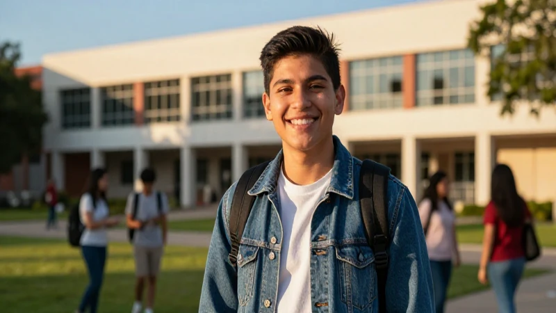 Cuál es la ubicación del centro universitario Motolinia 23 Joven estudiante mexicano sonriente en campus