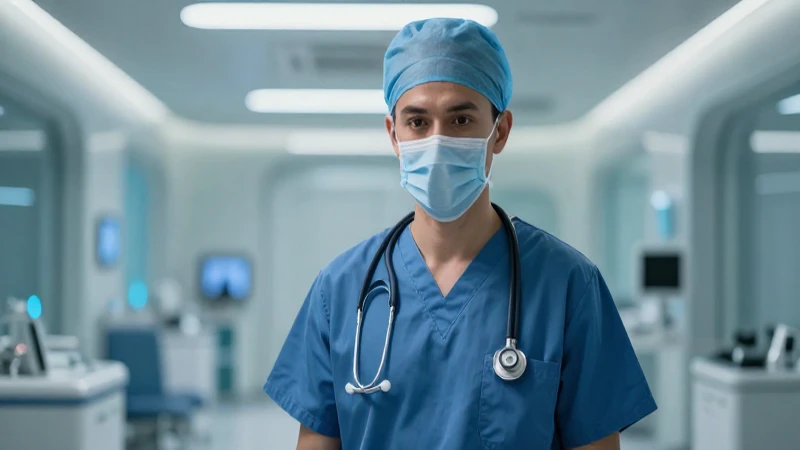 Médico concentrado en hospital moderno y dramático