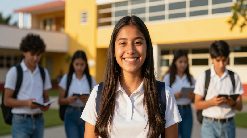 Estudiante mexicano feliz celebrando logros