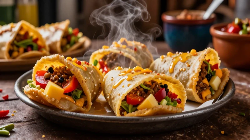 Comida callejera mexicana vibrante y detallada