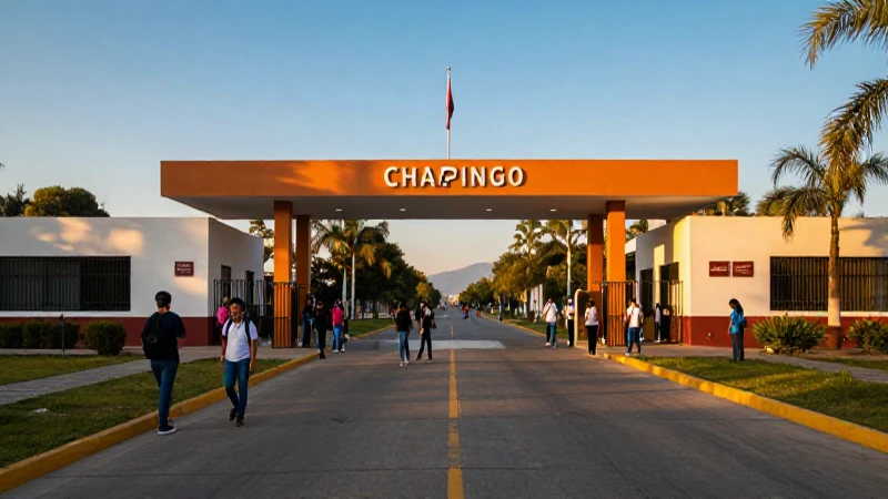Transporte y entrada moderna en Chapingo