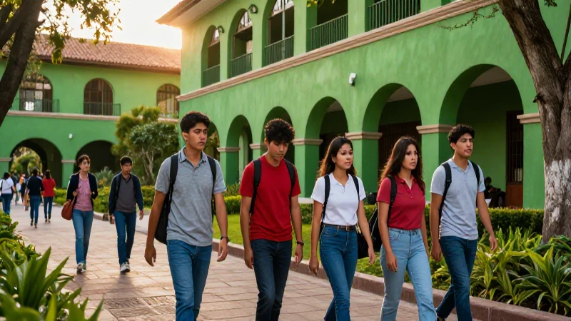 Estudiantes mexicanos en Chapingo al atardecer