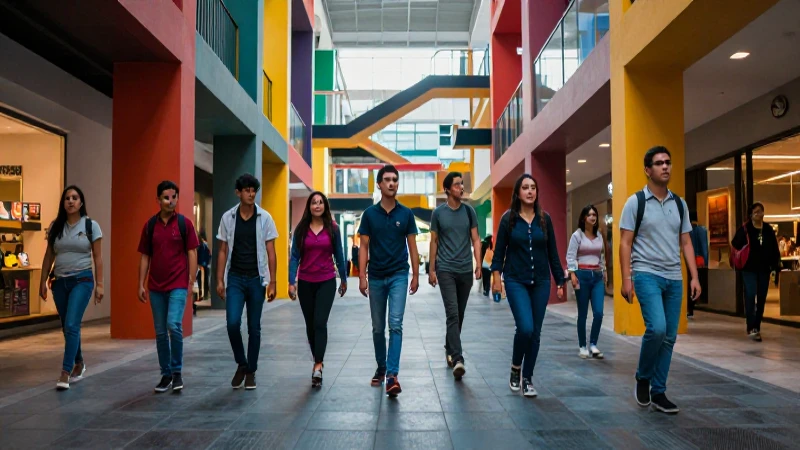 Jóvenes mexicanos explorando un vibrante centro cultural