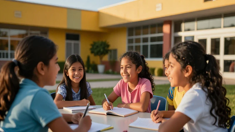 Estudiantes mexicanos felices aprendiendo