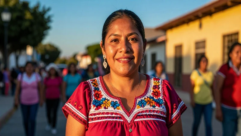 Retrato dinámico de mujer mexicana sonriendo