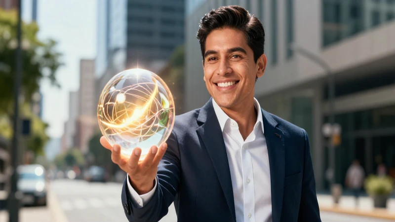 Sonriente mexicano simboliza éxito financiero urbano